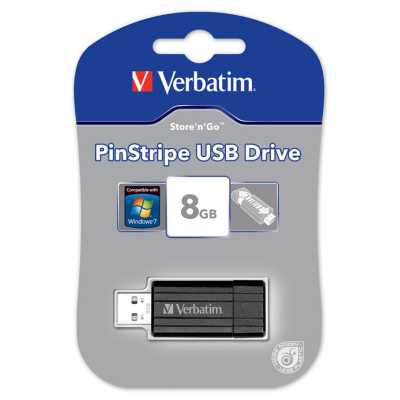 Verbatim PinStripe disco USB 8GB Readyboost negro
